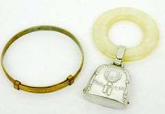 Vintage Gold Filled Baby Bracelet & Sterling Rattle