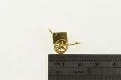 14K Yellow Gold 3D Vintage Ice Cream Cart Articulated Charm/Pendant