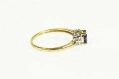 10K Yellow Gold Oval Sapphire Diamond Accent Classic Ring