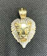 STUNNING 14KT LION HEAD DIAMOND PENDANT