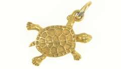 14K Yellow Gold 3D Turtle Tortoise Animal Vintage Charm/Pendant