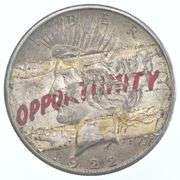 1922-S Peace Silver Dollar - "Opportunity" Sticker Advertising