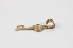 14k Yellow Gold God's Key to Heaven Saint Benedict Medal Pendant
