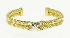 14K Yellow Gold David Yurman X Designer Cable Cuff Bracelet
