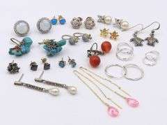 Group Lot of Vintage 925 Sterling Silver Earrings