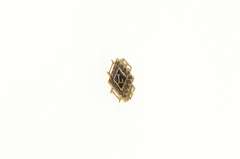 14K Yellow Gold Victorian L Black Enamel Sim. Garnet Lapel Pin/Brooch