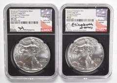 (2) MS70 2020-(P) American Silver Eagle FDOI Signed Mercanti/Jones NGC