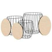 Coffee Table Set 3 Pieces Poplar Plywood Iron