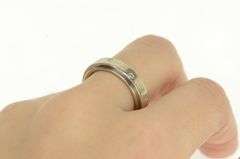 14K White Gold Diamond Inset Busy Spinner Band Wedding Ring