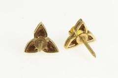 14K Yellow Gold Vintage Citrine Leaf Floral Cluster Stud Earrings