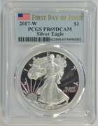2017-W Deep Cameo PRF 1st Day of Issue $1 Eagle. PCGS PR69DCAM
