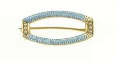 14K Yellow Gold Victorian Enamel Seed Pearl Accent Oval Pin/Brooch