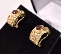 Amazing Red Garnet Earring In 14K Yellow Gold