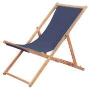 Folding Chair Fabric and Wooden Frame Blue