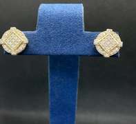 14K YELLOW GOLD CLUSTER DIAMOND STUD EARRINGS