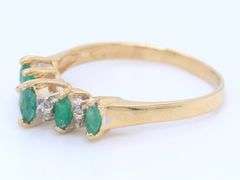Fantastic Yellow Gold Marquise Emerald and Diamond Dome Ring