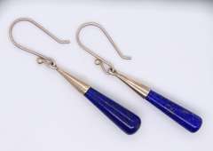 Set of Vintage 925 Sterling Silver Lapis Necklace and Dangle Earrings