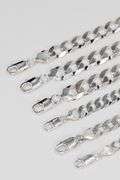 Sterling Silver - Italy Stamped - Super Flat Diamond-Cut Curb Lot - 6 Chains - 6.7mm to 11.2mm Wide - 22 to 30 Inch