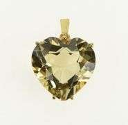 14K Yellow Gold Heart Smoky Quartz Love Symbol Statement Pendant