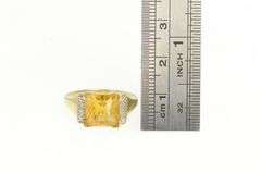 10K Yellow Gold Square Fantasy Cut Citrine Diamond Vintage Ring