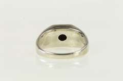 Sterling Silver Squared Black Onyx Diamond Inset Men's Ring