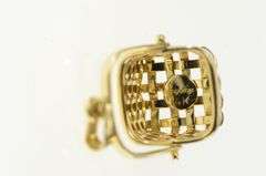 14K Yellow Gold 3D Longaberger Basket Articulated Picnic Charm/Pendant