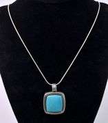 Turquoise Pendant Necklace In Sterling Silver