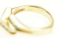 14K Yellow Gold Diamond Emerald Squared Slant Bypass Ring