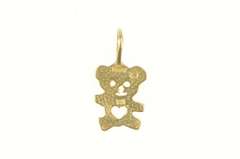 14K Yellow Gold Heart Cut Out Teddy Bear Animal Love Charm/Pendant