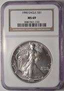 1990 American Silver Eagle NGC MS69