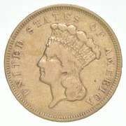 1857-S $3 Indian Princess Head Gold Three-Dollar Piece