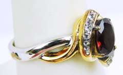 Sterling & Vermeil Garnet & White Topaz Ring, Size 7