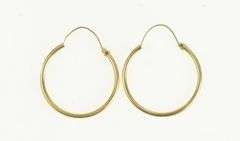 14K Yellow Gold 22.5mm Classic Vintage Simple Hoop Earrings