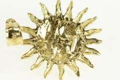 14K Yellow Gold Sun Face Ornate Celestial Motif Astrology Pendant