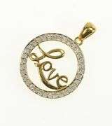 10K Yellow Gold Diamond Circle Love Romantic Valentine Round Pendant