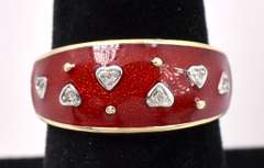 Cute Diamond And Enamel Ring In 14K Yellow Gold