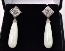 CZ Dangle Earrings In Sterling Silver