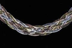 Sterling Silver Tri Colored Braided Herringbone Necklace 10mm 925 Italy Chain 24"
