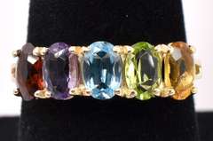 Multi-Gem Ring In 14K Yellow Gold