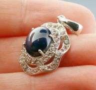 Star Sapphire with Diamond white Topaz pendant