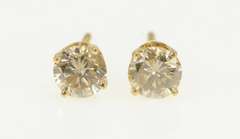 14K Yellow Gold 1.00 Ctw Diamond Solitaire Classic Stud Earrings