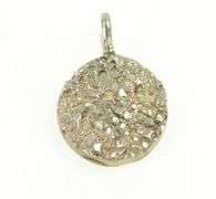Sterling Silver Round Textured Nugget Abstract Heavy Medallion Pendant