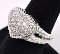 Lovely Heart CZ Ring In Sterling Silver