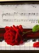 Music Lover Painting Martina Yeon Rose on a Piano