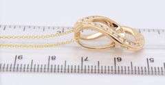 Dazzling Yellow Gold approximate 0.25ctw Channel Set Diamond Double Loop Slider Pendant on Chain