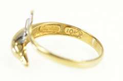 10K Yellow Gold Diamond Inset Dolphin Wrap Bypass Ring