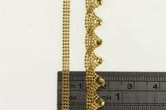 18K Yellow Gold Scalloped Mesh Ball Fringe Squared Chain Necklace