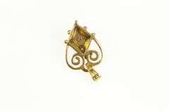 14K Yellow Gold Victorian Garnet Heart Love Valentine Charm/Pendant