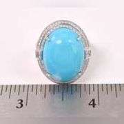 Wonderful Turquoise and Diamond Ring in 14K White Gold