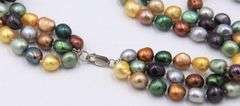 Multi Strand Multi Color Pearl Necklace